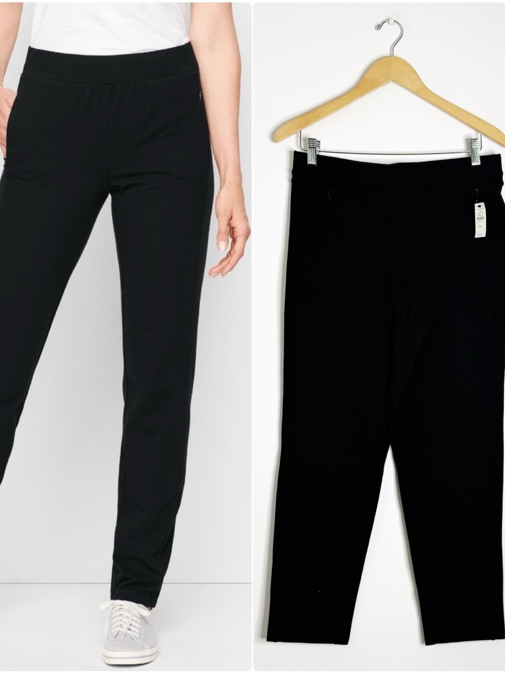 T by Talbots Straight Leg Pants Black Medium Petite NWT